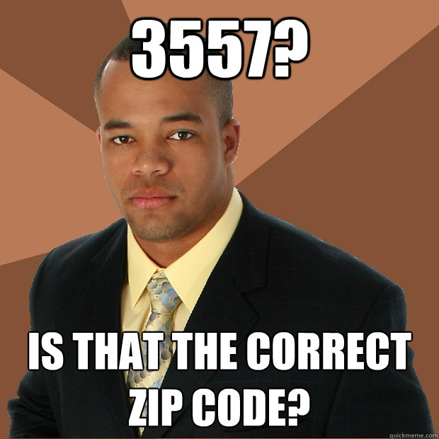 3557? Is that the correct Zip Code? - 3557? Is that the correct Zip Code?  Successful Black Man