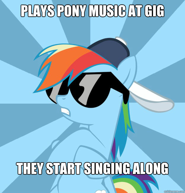 PLAYS PONY MUSIC AT GIG THEY START SINGING ALONG  Socially Awesome Brony