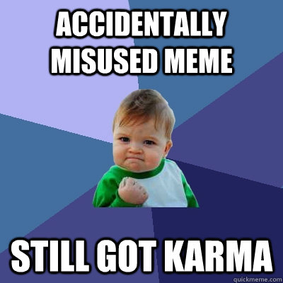 accidentally Misused meme still got karma  Success Kid