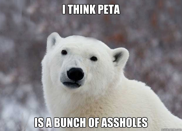 I think Peta is a bunch of assholes  Popular Opinion Polar Bear