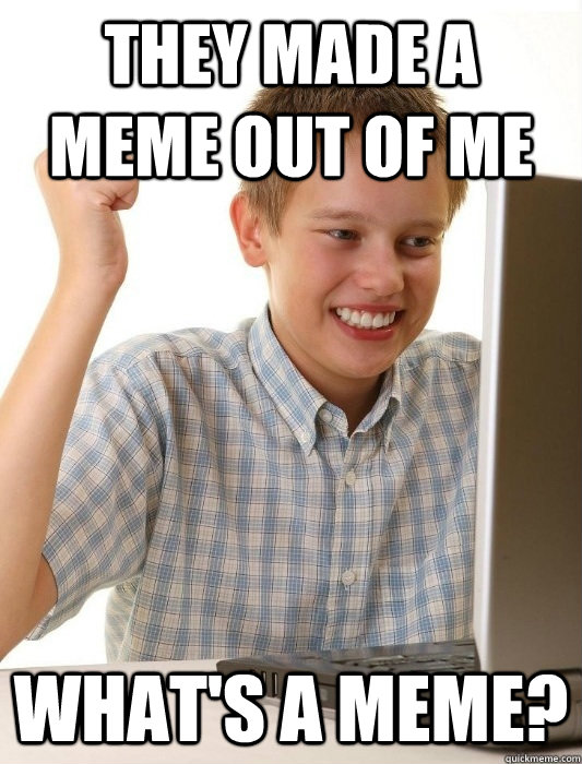 They made a meme out of me What's a meme?  First Day on the Internet Kid
