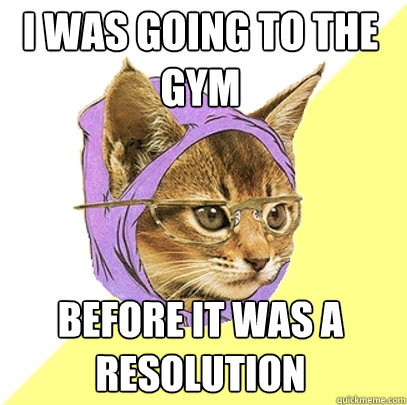 I was going to the gym Before it was a resolution  Hipster Kitty
