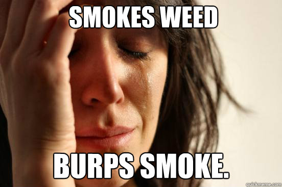 smokes weed burps smoke.  First World Problems