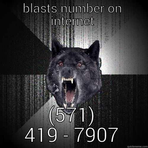 BLASTS NUMBER ON INTERNET (571) 419 - 7907 Insanity Wolf