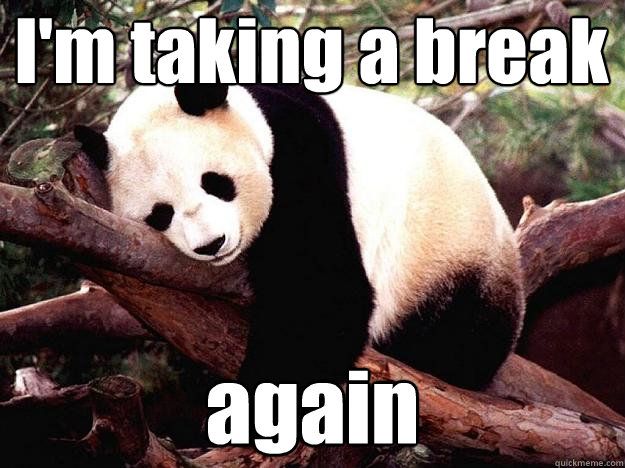 I'm taking a break again - I'm taking a break again  Procrastination Panda