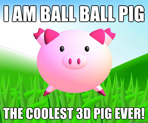 I am Ball Ball Pig The Coolest 3D Pig Ever!  