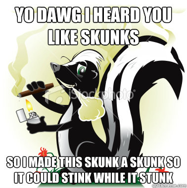 Yo dawg I heard you like skunks So I made this skunk a skunk so it could stink while it stunk - Yo dawg I heard you like skunks So I made this skunk a skunk so it could stink while it stunk  Smoking Skunk