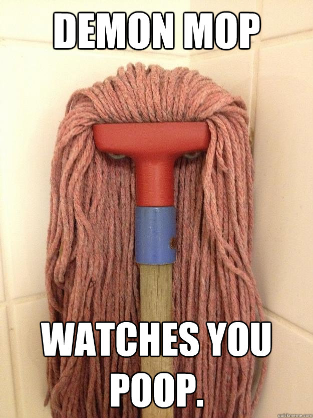 Demon Mop watches you poop.  Insanity Mop