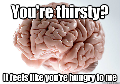 You're thirsty? It feels like you're hungry to me   Scumbag Brain