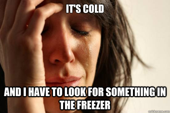 It's cold and i have to look for something in the freezer  First World Problems