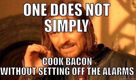 ONE DOES NOT SIMPLY COOK BACON WITHOUT SETTING OFF THE ALARMS Boromir
