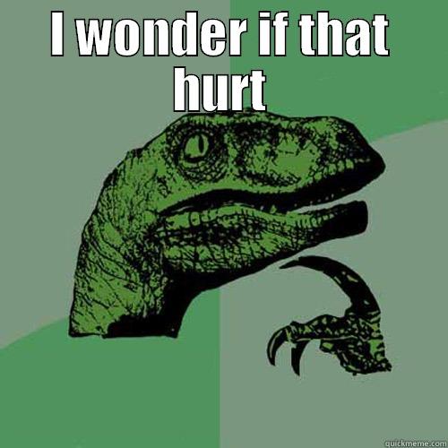 i wonder if that hurt  - I WONDER IF THAT HURT  Philosoraptor