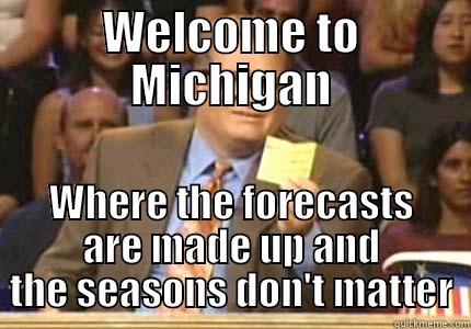 Michigan weather - WELCOME TO MICHIGAN WHERE THE FORECASTS ARE MADE UP AND THE SEASONS DON'T MATTER Drew carey