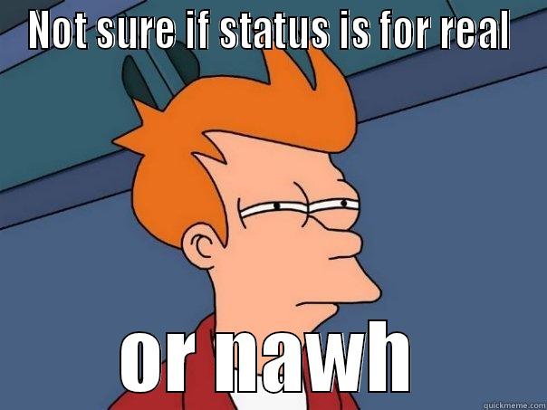 NOT SURE IF STATUS IS FOR REAL OR NAWH Futurama Fry