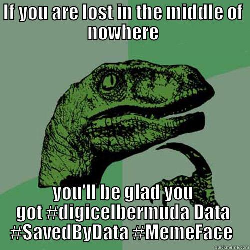 IF YOU ARE LOST IN THE MIDDLE OF NOWHERE YOU'LL BE GLAD YOU GOT #DIGICELBERMUDA DATA #SAVEDBYDATA #MEMEFACE  Philosoraptor