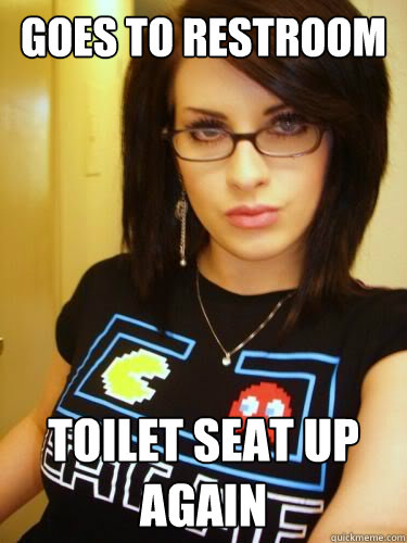 Goes to Restroom Toilet seat up again - Goes to Restroom Toilet seat up again  Cool Chick Carol