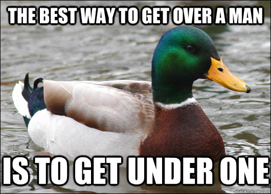 The best way to get over a man Is to get under one  Actual Advice Mallard
