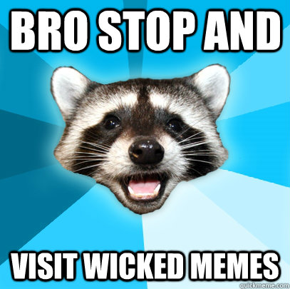 bro stop and  visit wicked memes  Lame Pun Coon