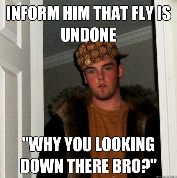 Inform him that fly is undone 