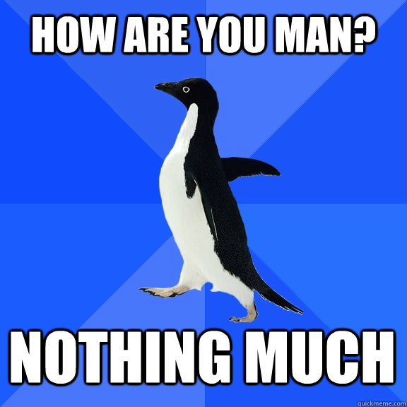 How are you man? nothing much    Socially Awkward Penguin