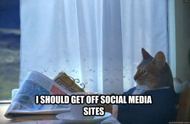 I should get off social media sites - I should get off social media sites  Sophisticated Cat