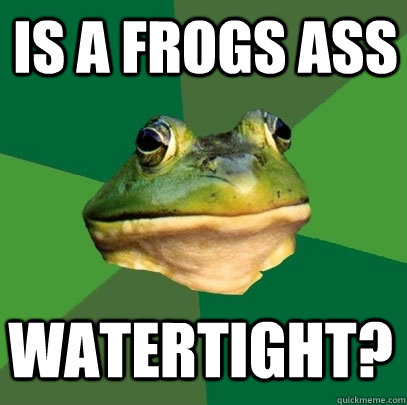 Is a frogs ass  watertight?  Foul Bachelor Frog