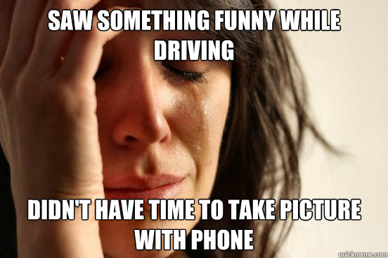 Saw something funny while driving didn't have time to take picture with phone  First World Problems