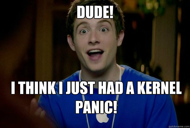 Dude! I think I just had a kernel panic! - Dude! I think I just had a kernel panic!  Mac Guy