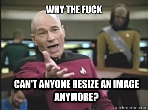 why the fuck Can't anyone resize an image anymore?   Annoyed Picard