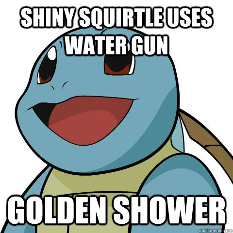 shiny squirtle uses water gun golden shower  Squirtle