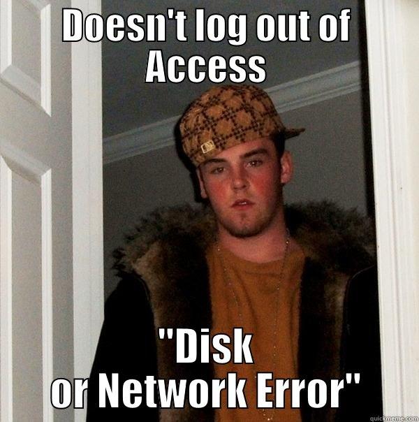 Work Problems - DOESN'T LOG OUT OF ACCESS 