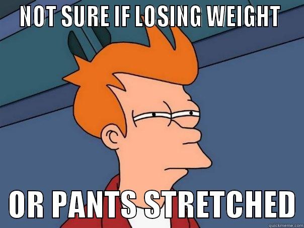 Not fat -  NOT SURE IF LOSING WEIGHT    OR PANTS STRETCHED Futurama Fry