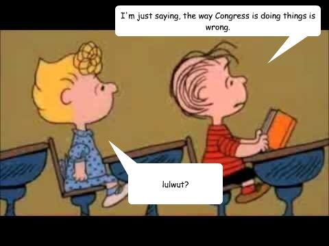 I'm just saying, the way Congress is doing things is wrong. lulwut?  Charlie Brown