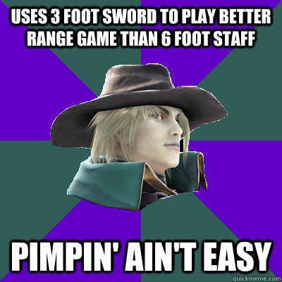 USES 3 FOOT SWORD TO PLAY BETTER RANGE GAME THAN 6 FOOT STAFF PIMPIN' AIN'T EASY - USES 3 FOOT SWORD TO PLAY BETTER RANGE GAME THAN 6 FOOT STAFF PIMPIN' AIN'T EASY  Misc