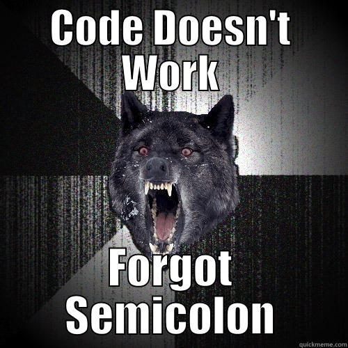 CODE DOESN'T WORK FORGOT SEMICOLON Insanity Wolf