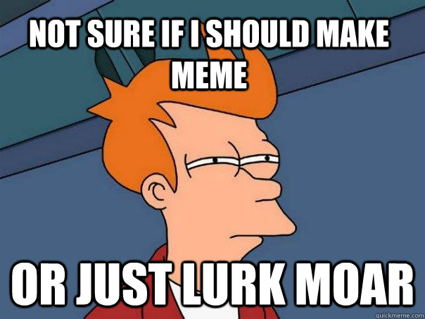 Not sure if I should make meme Or just lurk moar  Futurama Fry