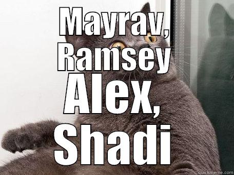 MAYRAV, RAMSEY ALEX, SHADI conspiracy cat