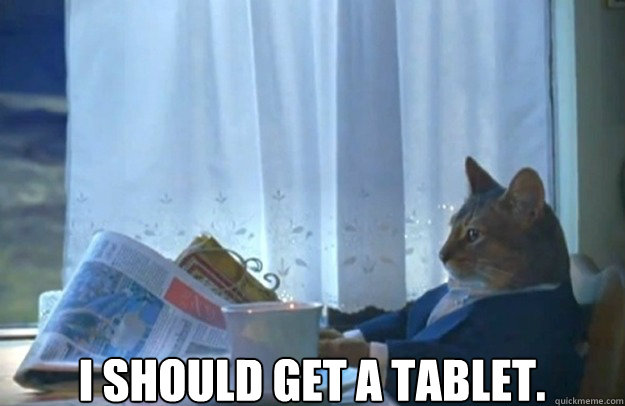 I should get a tablet.  Sophisticated Cat