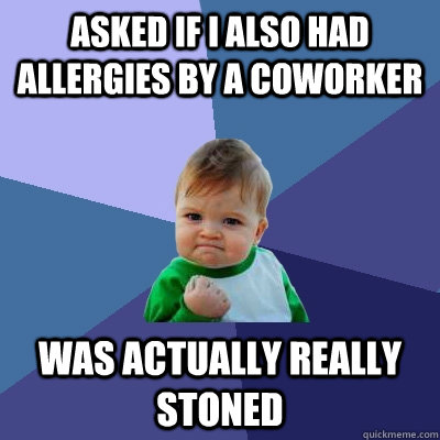 Asked If I also had Allergies by a coworker  was actually really stoned  Success Kid