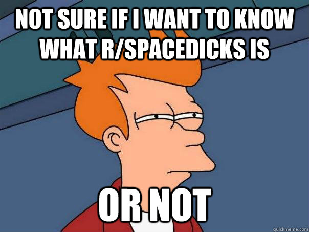 Not sure if i want to know what r/spacedicks is or not  Futurama Fry