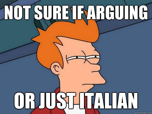 not sure if arguing  or just italian - not sure if arguing  or just italian  Futurama Fry