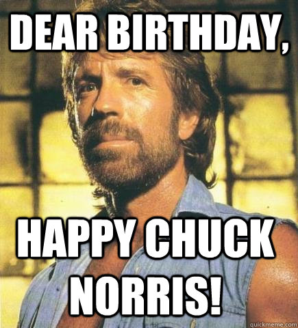 Dear birthday, happy chuck norris!  Chuck Norris Knows