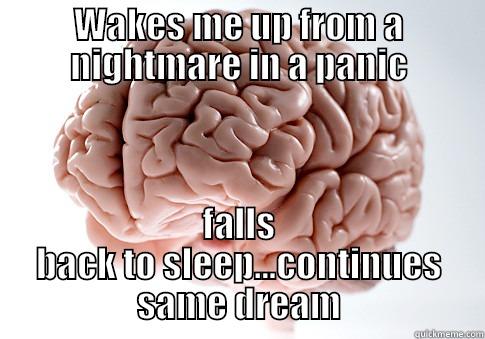 Why only with bad dreams brain? - WAKES ME UP FROM A NIGHTMARE IN A PANIC FALLS BACK TO SLEEP...CONTINUES SAME DREAM Scumbag Brain