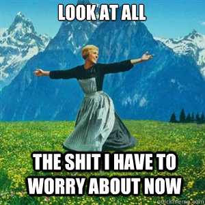 Look at all the shit I have to worry about now  And look at all the fucks I give