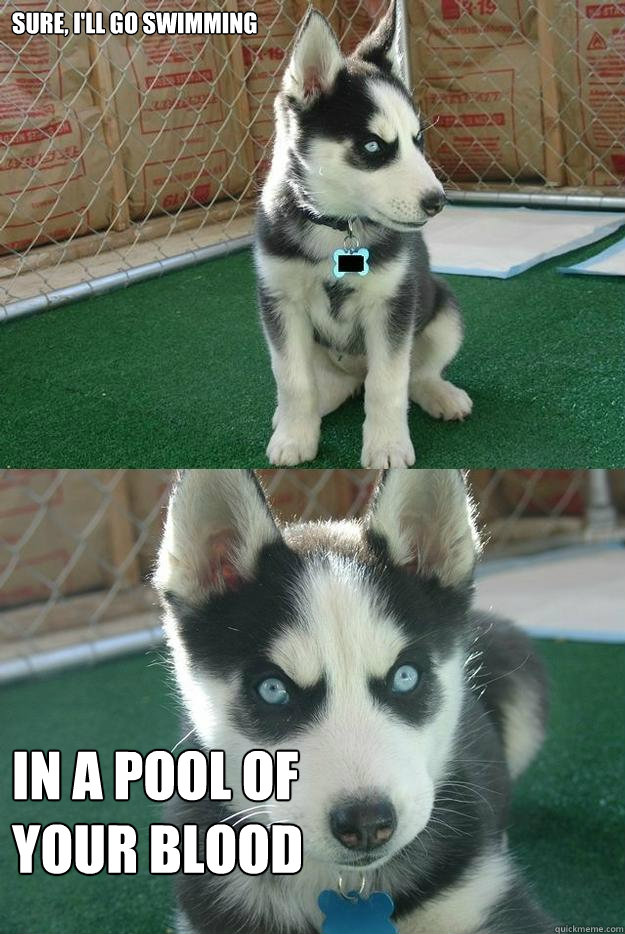 sure, i'll go swimming in a pool of 
your blood  Insanity puppy