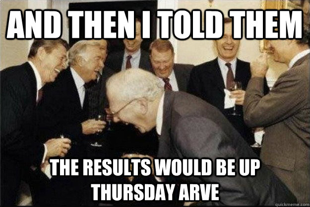 And then I told them The results would be up Thursday arve - And then I told them The results would be up Thursday arve  Rich Old Men