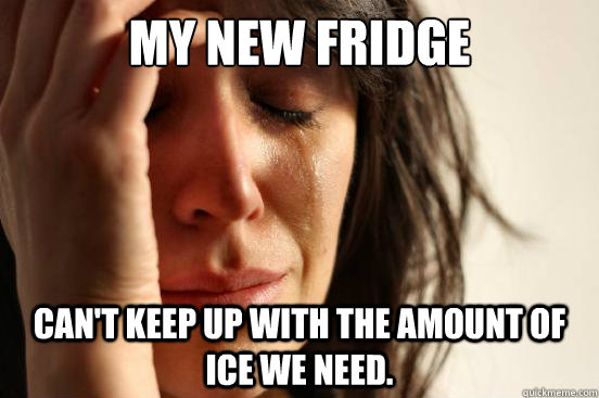 My new fridge can't keep up with the amount of ice we need.  First World Problems