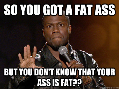 So you got a fat ass But you don't know that your ass is fat??  Kevin Hart