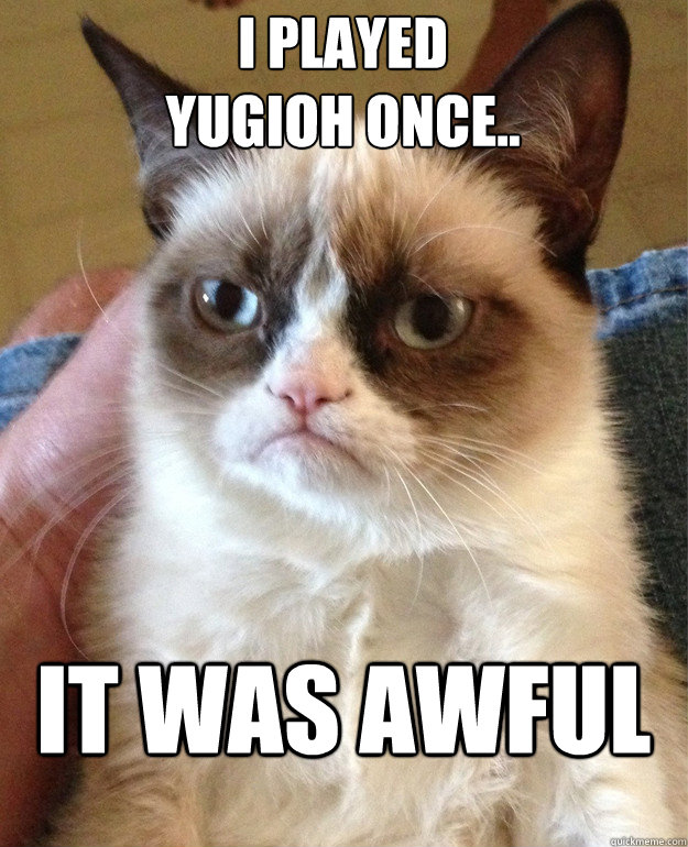 I played 
yugioh once.. It was awful  Grumpy Cat