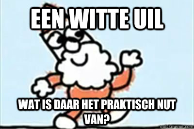 een witte uil wat is daar het praktisch nut van?  Kabouter Wesley